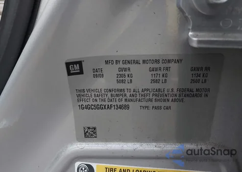 2010 Buick Lacrosse Cxl from USA, damaged, VIN 1G4GC5GGXAF134689